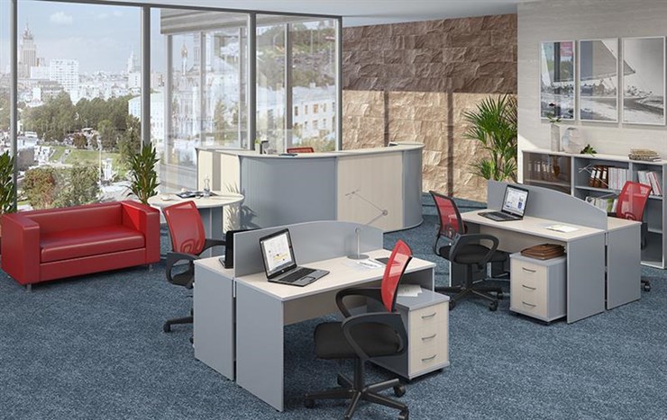 Набор мебели в офис IMAGO четыре рабочих места, стол для переговоров в Чебоксарах - изображение 1